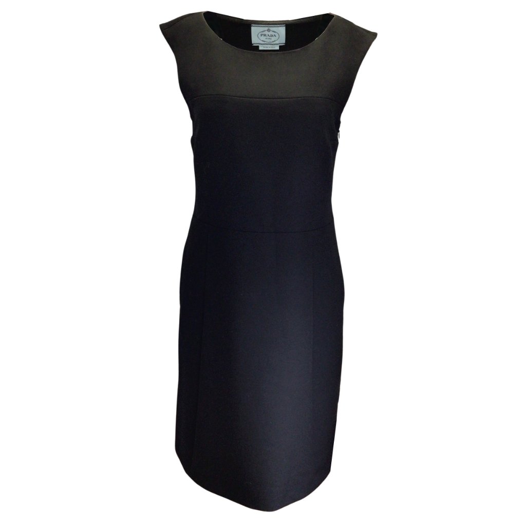 Prada Black Sleeveless Wool Midi Dress